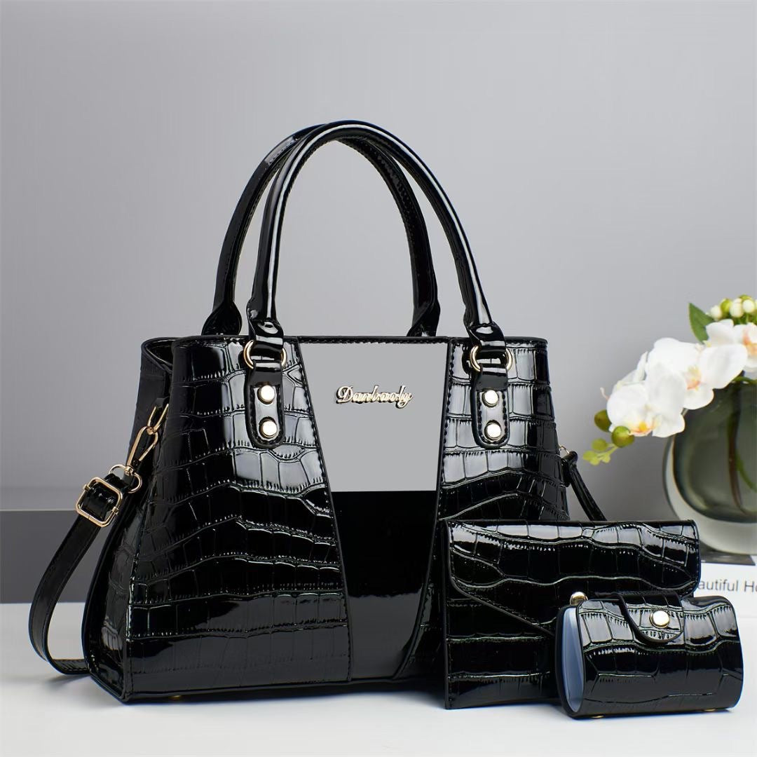 Crocodile Stitching Three-piece Shoulder Bag