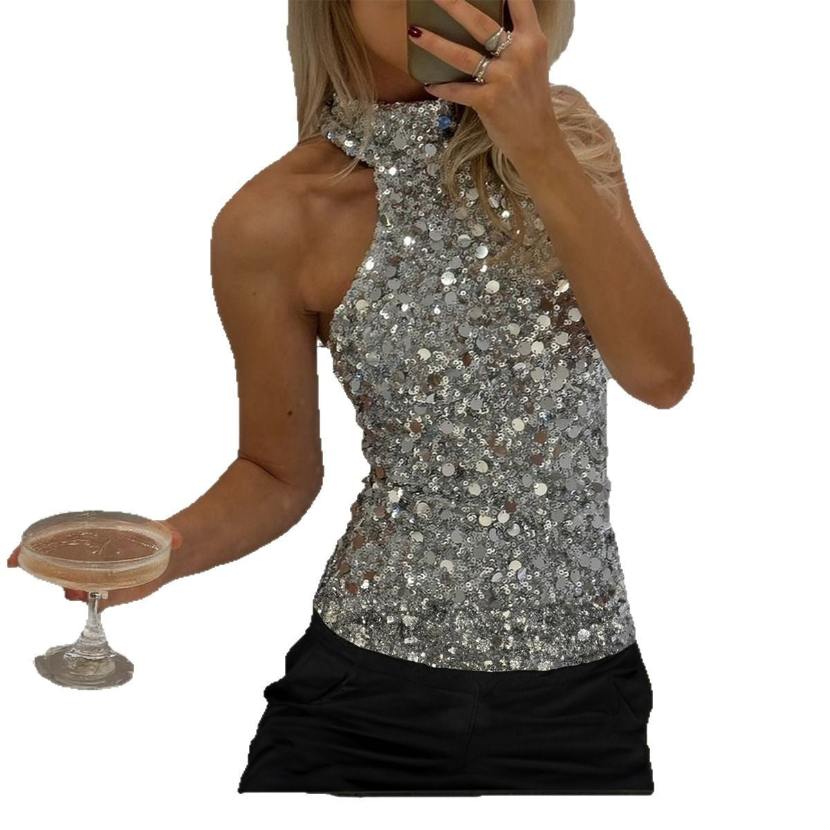 Exquisite Sleeveless Halter Party Top