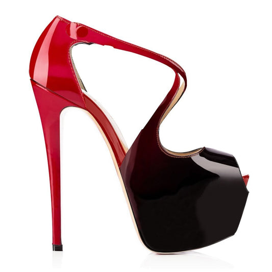 Peep Toe Color Matching Cross Strap High Heel